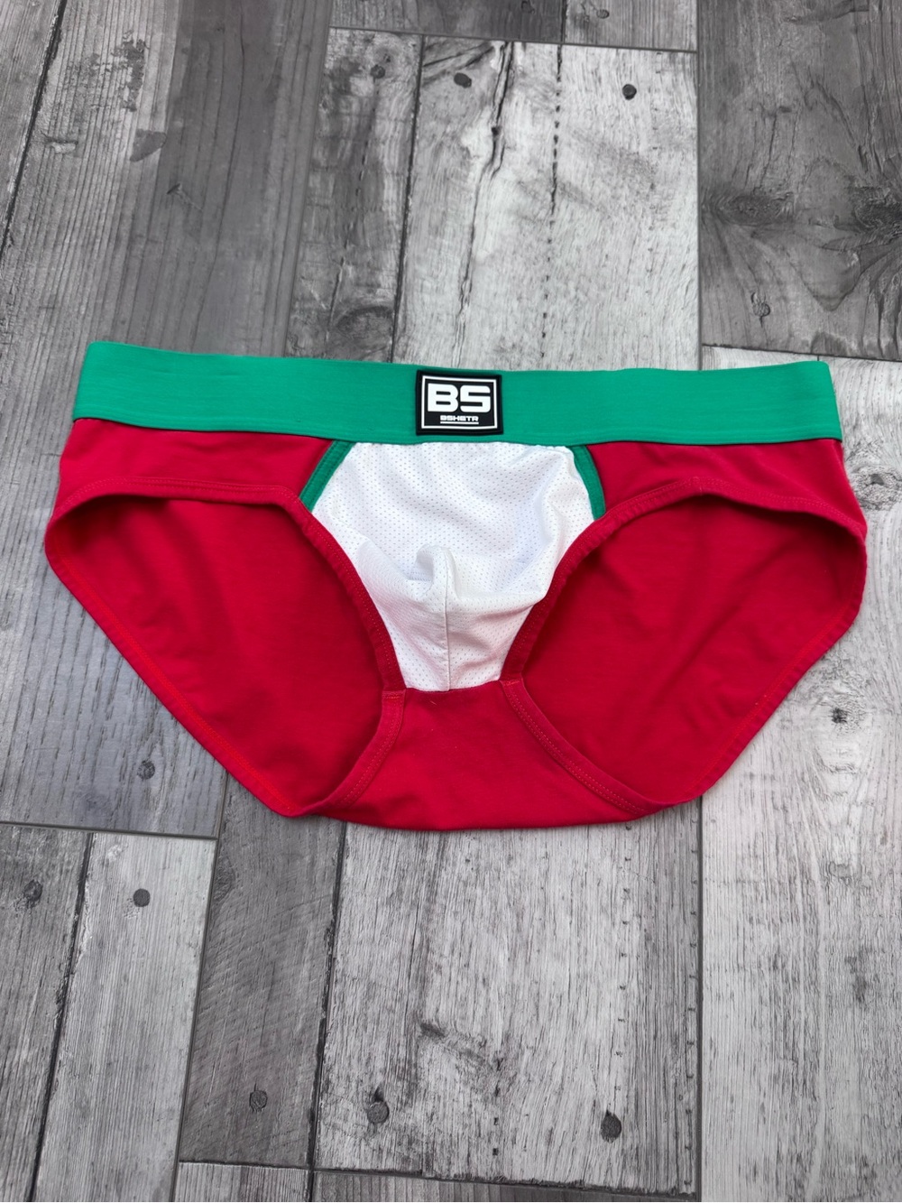 BSHETR BS Athletic Red & Green Men’s XL Front Briefs Underwear